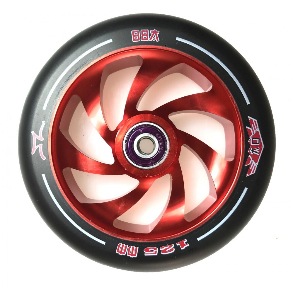 Titan Abec 9 Bearings AO Scooters Spokes Spiral Wheel 125mm Silver inkl 