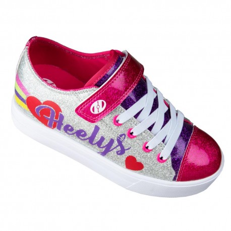 Shoes with wheels Heelys X2 Snazzy Silver/Rainbow/Heart 2022 - Girls HX2