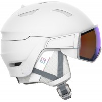 Salomon Skihelm Mirage Photo White Silver 2022 - Ski helmet with visor