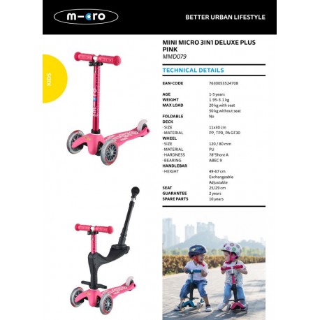 Scooter Micro Mini 3In1 Deluxe Plus 2023 - Kids Scooter