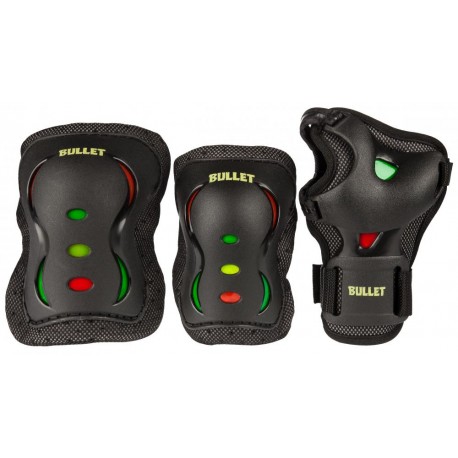 Bullet Junior Triple Padset Black Red Yellow Green 2019 - Protection Set