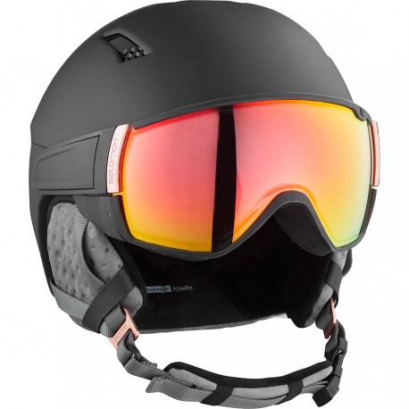 Salomon Ski helmet Mirage CA Photo Black Rose Gold 2021 - Ski helmet with visor
