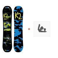 Snowboard K2 Mini Turbo 2019 + Fixations de snowboard - Pack Snowboard Junior