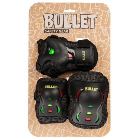 Bullet Junior Triple Padset Black Red Yellow Green 2019 - Protektoren Set