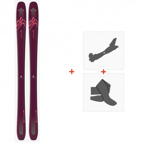 Ski Salomon N QST Myriad 85 Purple/Pink 2021 + Fixations de ski randonnée + Peaux - All Mountain + Rando